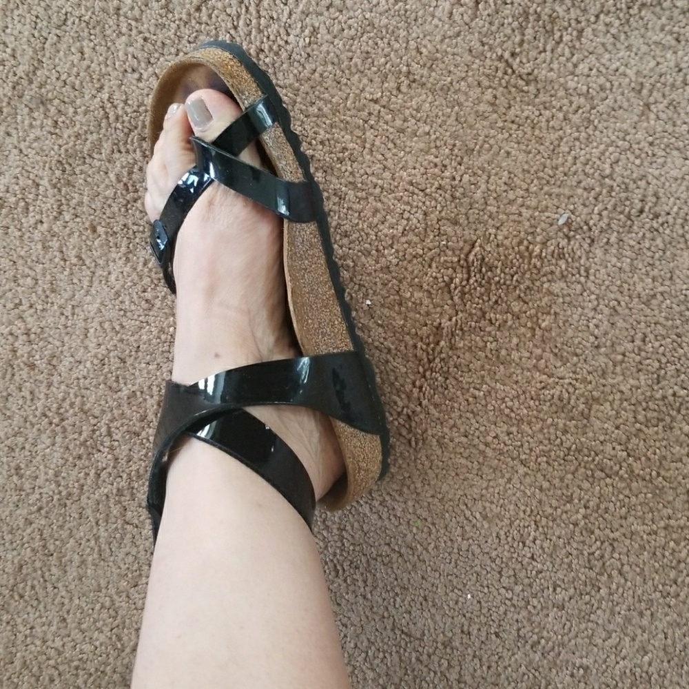Birkenstock sandal black patent leather